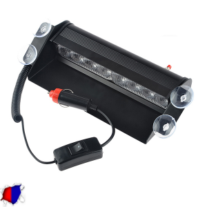 Φώτα Αστυνομίας 8 LED 12-24 Volt Μπλε & Κόκκινο για Παρμπρίζ με Βεντούζα GloboStar 77661