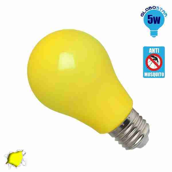 Γλόμπος LED A60 με βάση E27 5 Watt 230v Κίτρινο Εντομοαπωθητικός GloboStar 64000