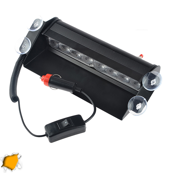 Φώτα Οδικής Βοήθειας 8 LED 12-24 Volt Πορτοκαλί για Παρμπρίζ με Βεντούζα GloboStar 77662