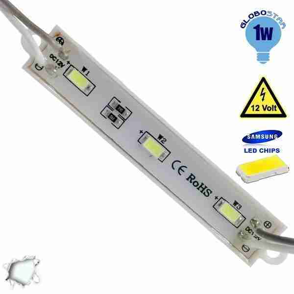 LED Module 3 smd 5730 Samsung Ψυχρό Λευκό GloboStar 65006