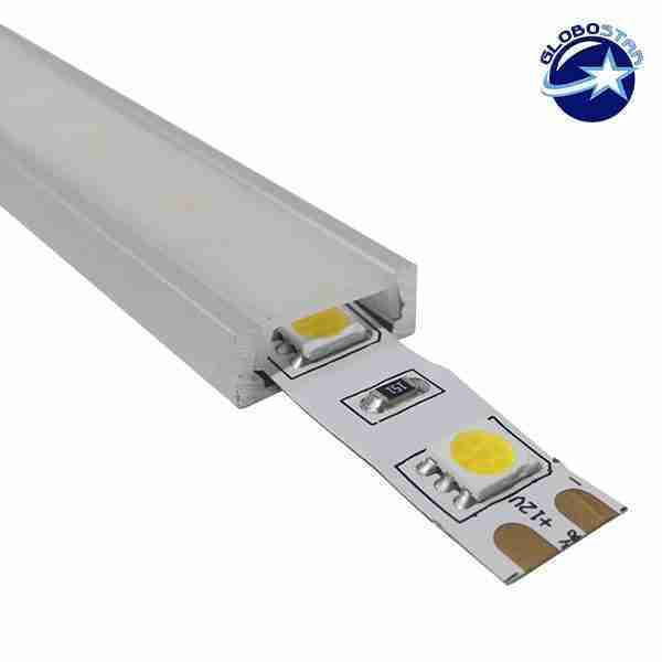 Επιτοίχιο Προφίλ Αλουμινίου Milky Cover για ταινίες LED GloboStar 77476