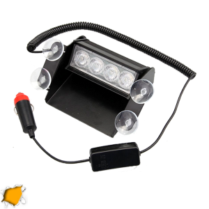 Φώτα Οδικης Βοηθειας 4 LED 12-24 Volt DC Πορτοκαλί για Παρμπρίζ με Βεντούζα GloboStar 88978