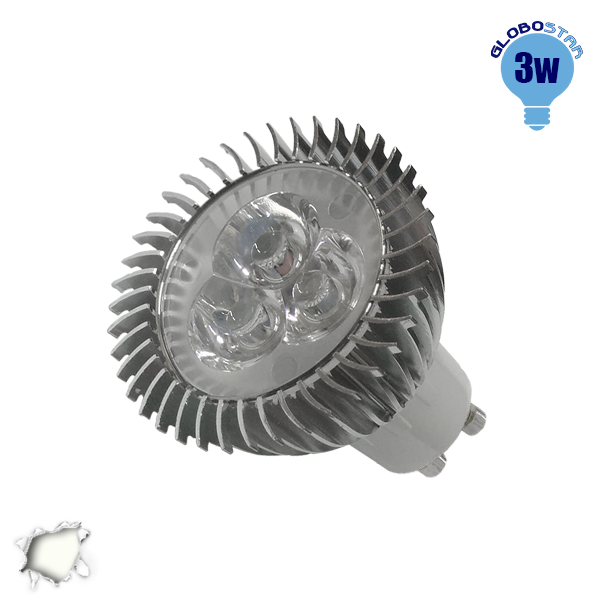 LED Spot GU10 3x1 Watt Λευκό Ημέρας GloboStar 77451