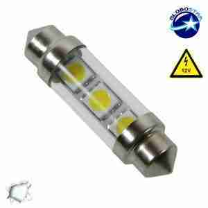 Σωληνωτός LED Γυάλινος 39mm με 3 SMD 5050 Λευκό 6000k GloboStar 26650