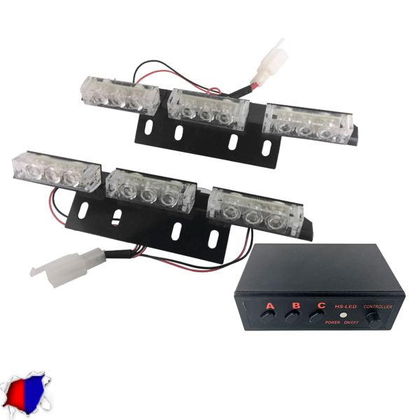 Φώτα Αστυνομίας LED 2 x 3 12-24 Volt DC Μπλε & Κόκκινο Εξωτερικά GloboStar 17940