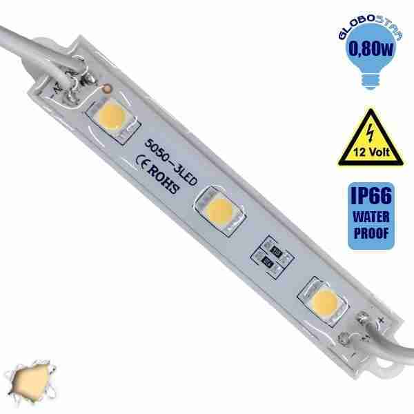 LED Module 3 smd 5050 Θερμό Λευκό GloboStar 65001