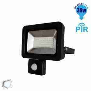 Προβολέας LED Slim Pad 30 Watt 230v Ψυχρό με Αισθητήρα GloboStar 11127