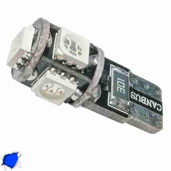 Λαμπτήρας LED T10 Can Bus με 5 SMD 5050 Μπλε GloboStar 25000