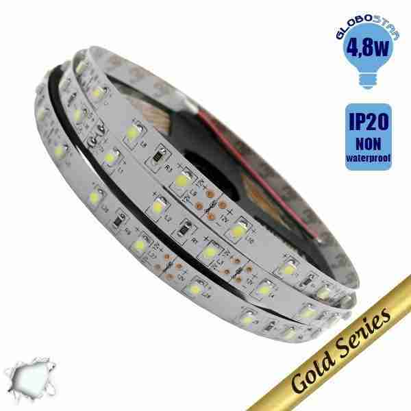 Ταινία LED 4.8 Watt 12 Volt Ψυχρό Λευκό IP20 GloboStar 23730