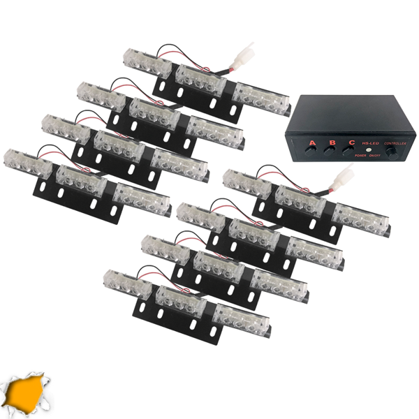 Φώτα Οδικής Βοήθειας LED 8 x 3 12-24 Volt DC Πορτοκαλί Εξωτερικά GloboStar 88982