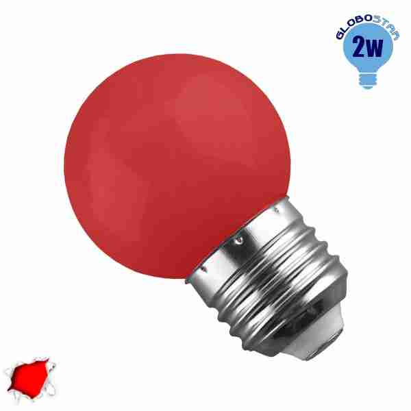 Mini Γλόμπος LED G45 2 Watt Κόκκινο GloboStar 64004
