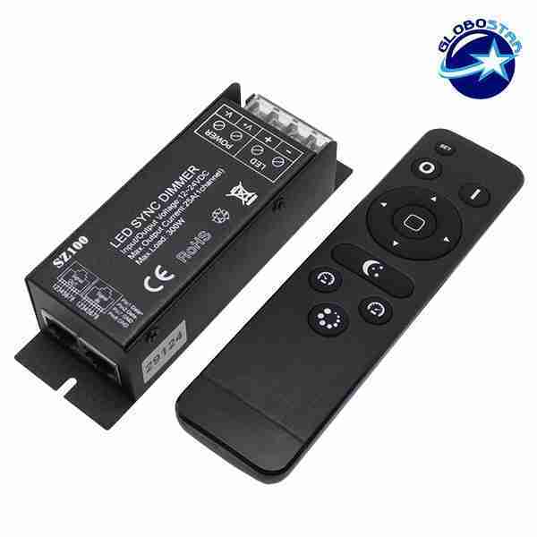 Ασύρματο LED RF SYNC Dimmer 12-24 Volt 300 Watt με Τηλεχειριστήριο GloboStar 04044