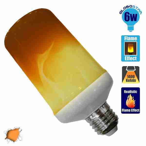 Διακοσμητική Λάμπα LED 6W E27 Εφέ Φλόγας με 3 Λειτουργίες GloboStar 44440