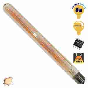 Γλόμπος LED 30cm Edison Filament Retro Μελί E27 8 Watt Τ30 Θερμό Dimmable GloboStar 44030