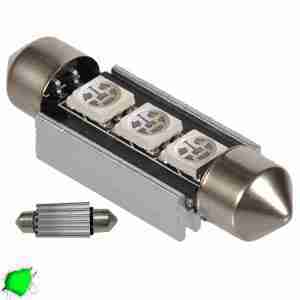 Σωληνωτός LED 39mm Can Bus με 3 SMD Πράσινο GloboStar 51652