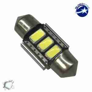 Σωληνωτός LED 31mm Can Bus με 3 SMD 5630 Samsung Chip Ψυχρό Λευκό GloboStar 77386