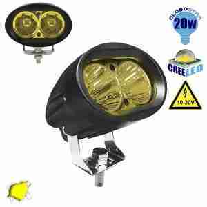 Προβολάκι LED 20 Watt 10-30 Volt DC Κίτρινο GloboStar 05196