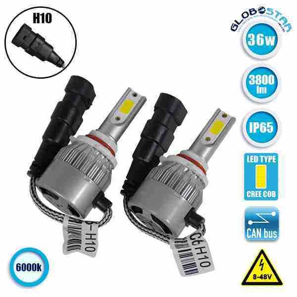 LED HID Kit H10 36 Watt 9-36 Volt DC 3600 Lumen 6000k C6 Economy Line GloboStar 06669