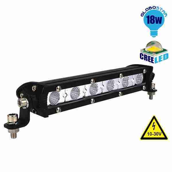 Μπάρα Φωτισμού LED Mini Slim 18 Watt 10-30 Volt DC Ψυχρό Λευκό GloboStar 05187