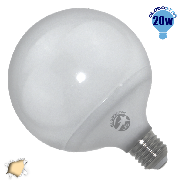 Γλόμπος LED G125 με βάση E27 20 Watt 230v Θερμό GloboStar 01738