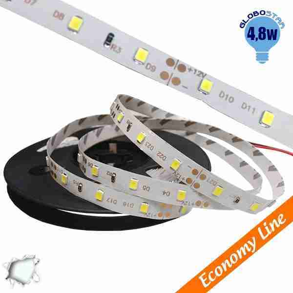 Eco Ταινία LED 4.8 Watt 12 Volt Ψυχρό Λευκό IP20 GloboStar 33401