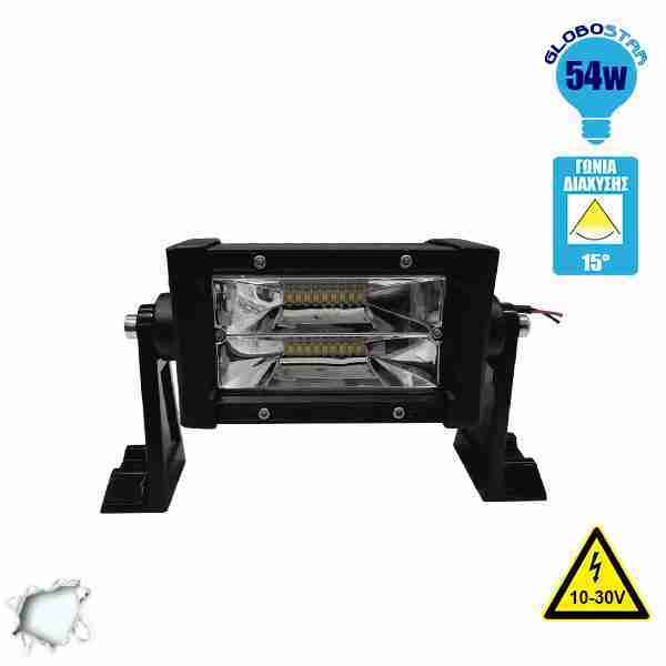 Μπάρα LED 54W Pencil Beam 7D SMD 2835 10-30v DC Ψυχρό Λευκό 6480 Lumen GloboStar 05400