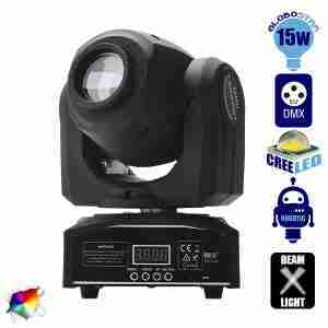 Κινούμενη Ρομποτική Κεφαλή CREE LED 15 Watt Mini Beam High Quality DMX512 GloboStar 51114