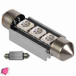 Σωληνωτός LED 39mm Can Bus με 3 SMD Φούξια GloboStar 51653