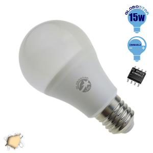 Γλόμπος LED A60 με βάση E27 15 Watt 230v Θερμό Dimmable  GloboStar 01741