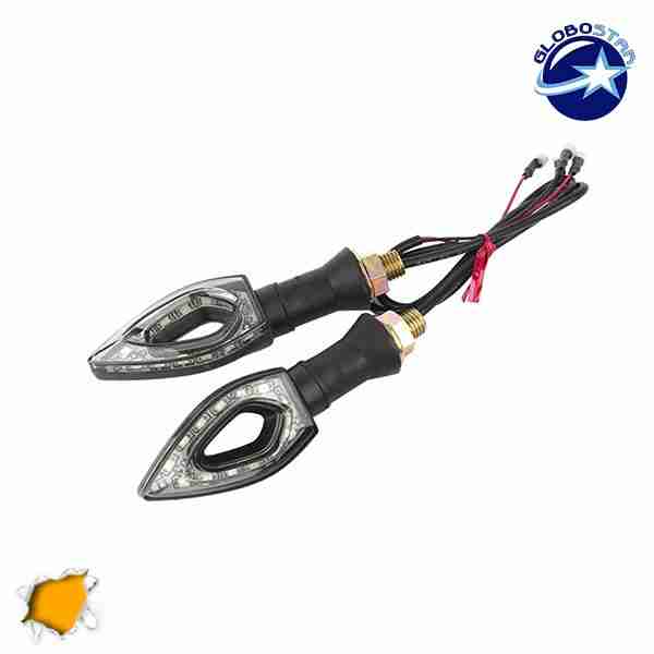 LED Φλάς Σετ 2 Τεμαχίων Μοτοσυκλέτας Universal Arrow με 12 Smd Πορτοκαλί GloboStar 44541
