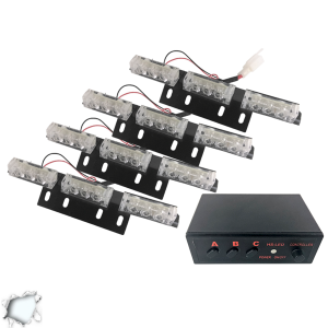 Φώτα Οδικής Βοήθειας LED 4 x 3 12-24 Volt DC Strobo Άσπρο Εξωτερικά GloboStar 17941