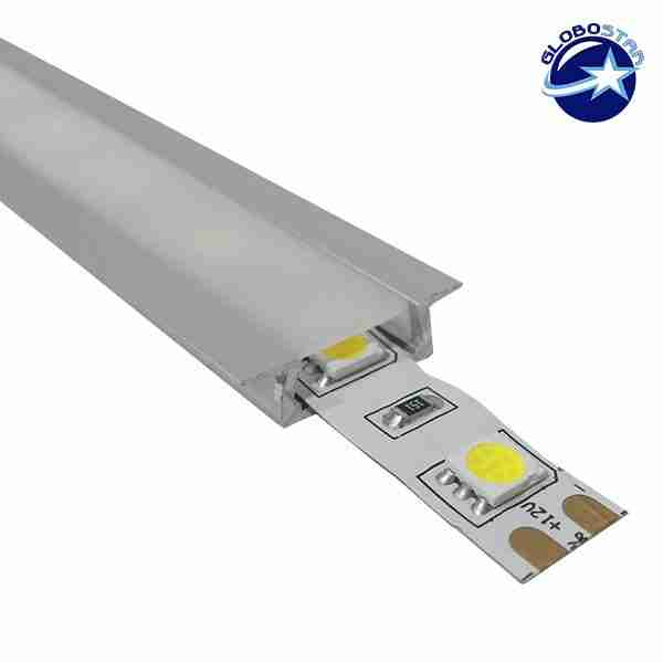 Χωνευτό Προφίλ Αλουμινίου Milky Cover για ταινίες LED GloboStar 77475
