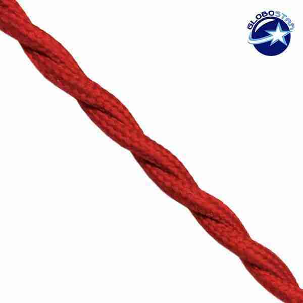 Πλεκτό Υφασμάτινο Καλώδιο 2 x 0.75mm² Κόκκινο GloboStar 80018
