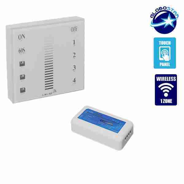 Σετ Ασύρματο RF 2.4G LED Dimmer Τοίχου Αφής 12-24 Volt 144/288 Watt για Ένα Group GloboStar 04045