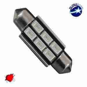 Σωληνωτός LED 39mm Can Bus με 6 SMD 5630 Κόκκινο GloboStar 40161
