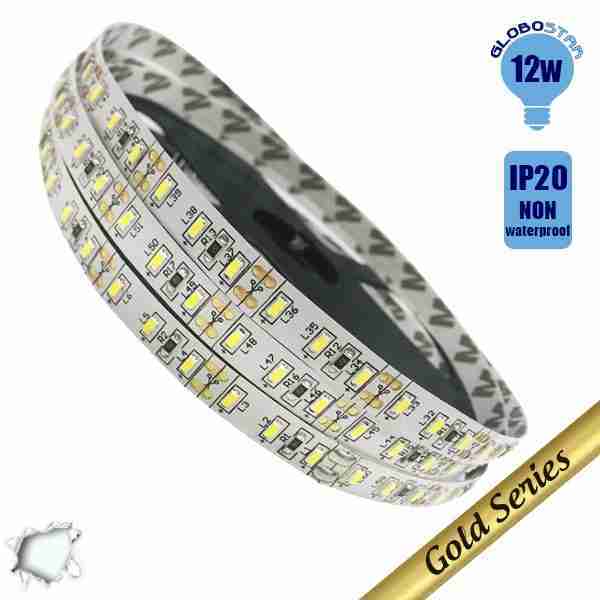 Ταινία LED 120 smd 3014 12 Watt 12 Volt Ψυχρό Λευκό IP20 GloboStar 04427