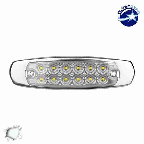LED Πλευρικά Φώτα Όγκου Φορτηγών Αλουμινίου Νίκελ IP66 14 SMD 24 Volt Ψυχρό GloboStar 75475