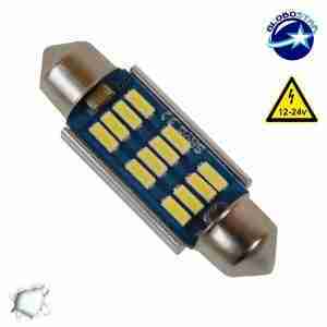 Σωληνωτός LED 39mm Can Bus με 12 SMD 4014 Samsung Chip 12 Volt Ψυχρό Λευκό GloboStar 40177