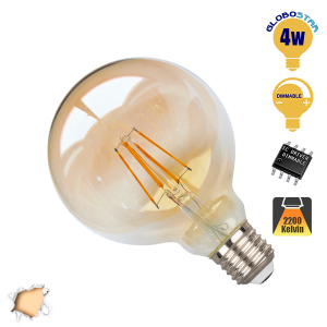 Γλόμπος LED Edison Filament Retro Μελί E27 4 Watt G95 Θερμό Dimmable GloboStar 44027