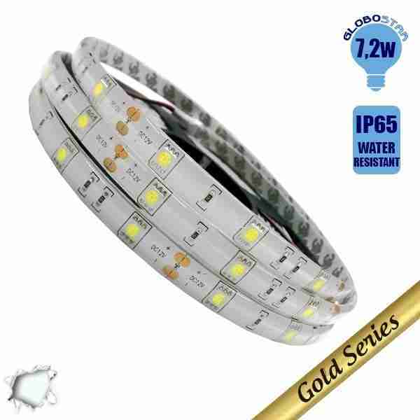Ταινία LED 7.2 Watt 12 Volt Ψυχρό Λευκό IP65 Αδιάβροχη GloboStar 85250