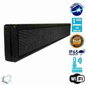 Αδιάβροχη Κυλιόμενη Επιγραφή LED WiFi Λευκή Μονής Όψης 168x20cm GloboStar 90109