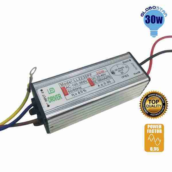 Μετασχηματιστής Προβολέα LED 30 Watt High Quality 0.95PF GloboStar 47854