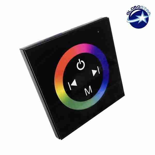 Touch Panel Τοίχου RGB Controller 12-24 Volt 144 Watt Black Body GloboStar 77409