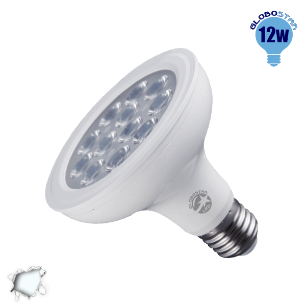 Λαμπτήρας LED E27 PAR30 36 Μοίρες 12 Watt 230v Ψυχρό GloboStar 01772