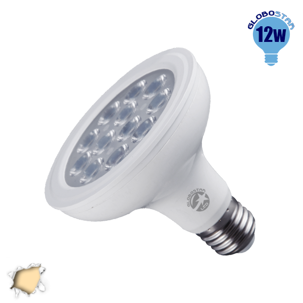 Λαμπτήρας LED E27 PAR30 36 Μοίρες 12 Watt 230v Θερμό GloboStar 01774