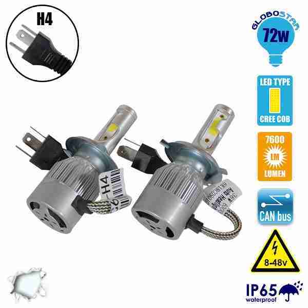 LED HID Kit H4 36 Watt 8-48 Volt DC 3800 Lumen 6000k C6 Economy Line GloboStar 06662