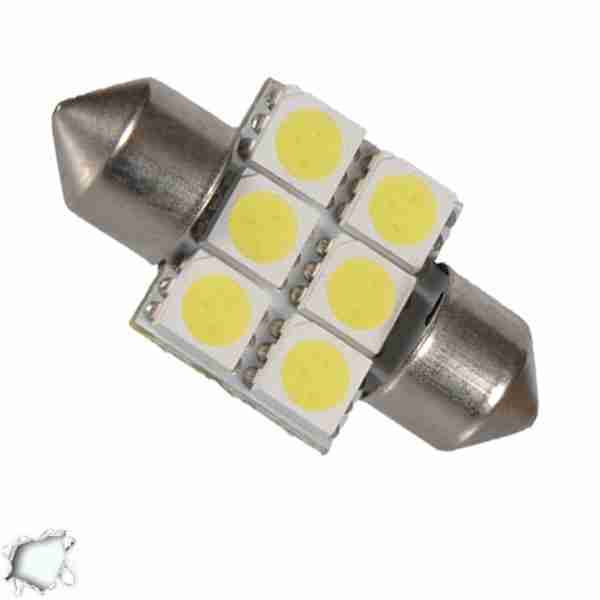 Σωληνωτός LED Απλός 31mm με 6 SMD 5050 Ψυχρό Λευκό GloboStar 09440