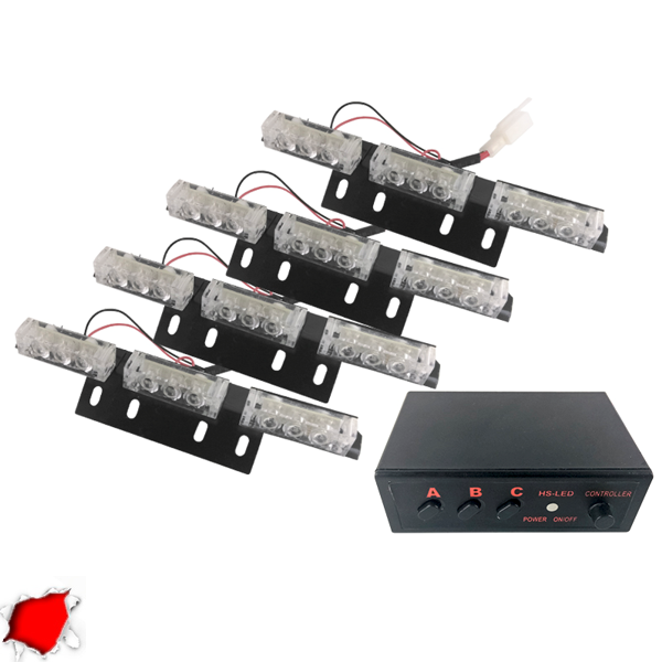 Φώτα Ασφαλείας LED 4 x 3 12-24 Volt DC Κόκκινο Εξωτερικά GloboStar 88945