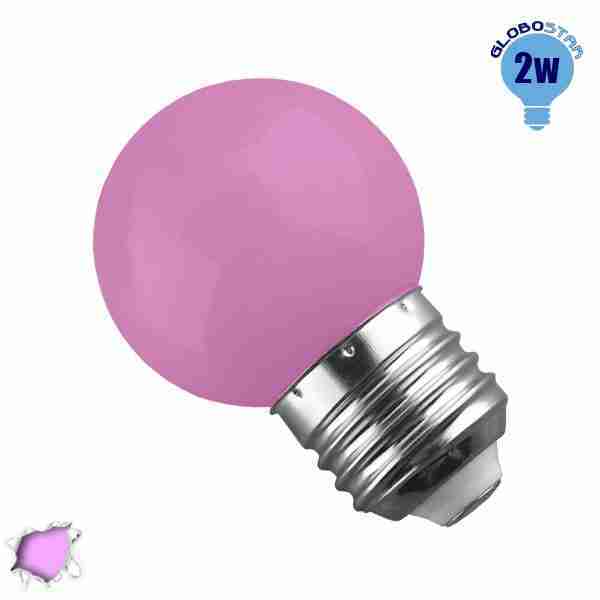 Mini Γλόμπος LED G45 2 Watt Ροζ GloboStar 64010