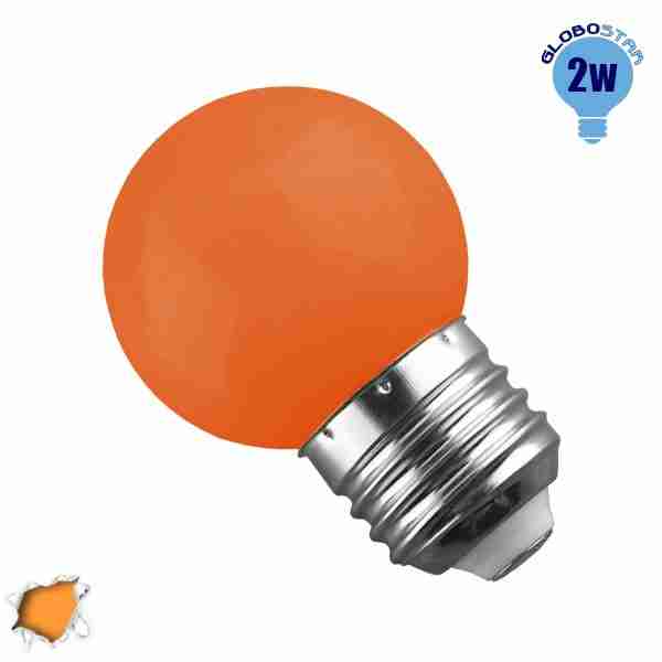 Mini Γλόμπος LED G45 2 Watt Πορτοκαλί Light GloboStar 64008